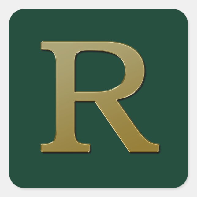 Autocollant Carré or Lettre R (Devant)
