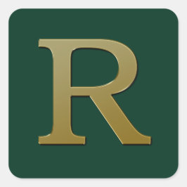 Autocollant Carré or Lettre R