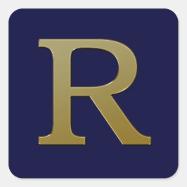 Autocollant Carré or Lettre R