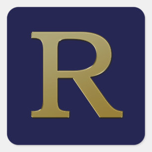 Autocollant Carré or Lettre R