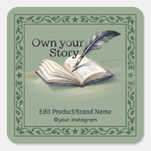 Autocollant carré pour enveloppe Quill Book Own Yo