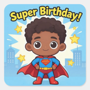 Autocollant carré pour super anniversaire