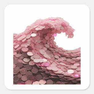 Autocollant carré Premium Silver PINK COIN WAVE