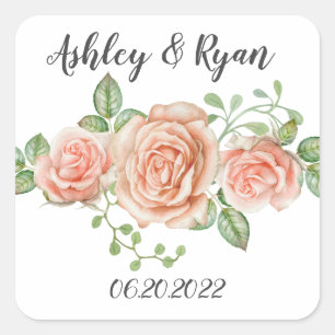 Autocollant Carré rose pâle pour Mariage