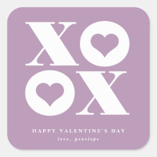 autocollant carré xoxo pour la Saint-Valentin