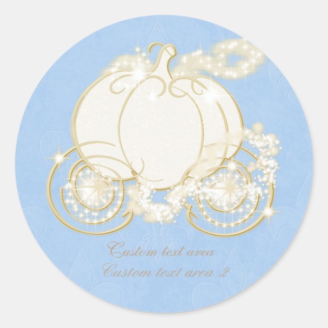 Autocollant Carrosse Bleu Or Princesse Cendrillon (Devant)