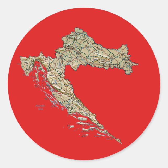 Autocollant Carte Croatie (Devant)