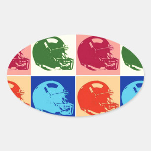 Autocollant casque de football pop art