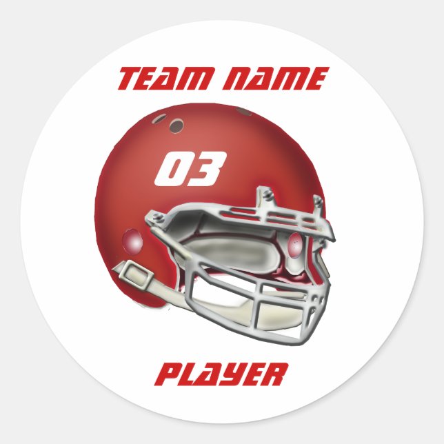 Autocollant casque de football rouge (Devant)