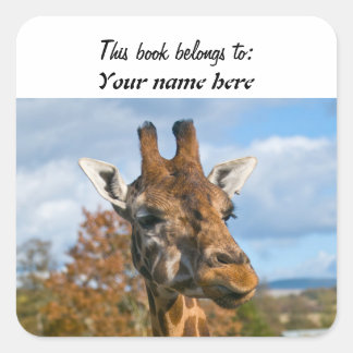 Autocollant "Ce livre appartient à" girafe