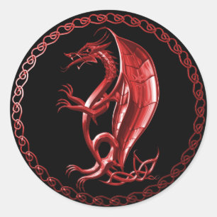 Autocollant celtique rouge de dragon