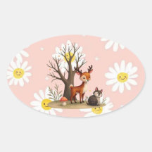 Autocollant Cerf & Hérisson Fantaisiste