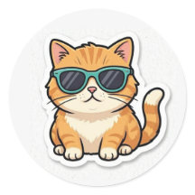 Autocollant Chat Cool Avec Lunettes de Soleil Drôl