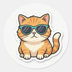 Autocollant Chat Cool Avec Lunettes de Soleil Drôl