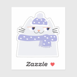 Autocollant Chat d'Hiver Mignon Neige Kawaii