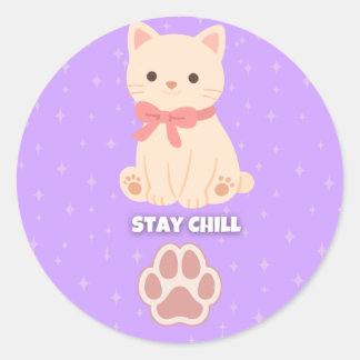 Autocollant Chat Pastel Mignon Reste Calme