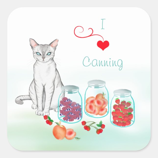 Autocollant Chat royal avec fruits en conserve dan (Devant)