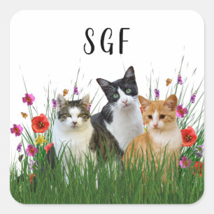 Autocollant Chats Mignons Monogramme