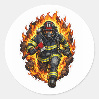 Autocollant Chibi Pompiers Mignon Dessin Animé Pom