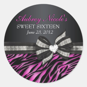 Autocollant chic de sweet sixteen de zèbre