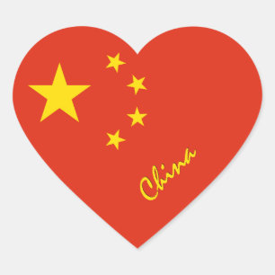 Autocollant Chine, Cœur, Drapeau Chinois Patriotiq