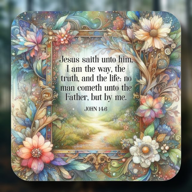 Autocollant chrétien floral Art nouveau John 14:6 (Créateur téléchargé)