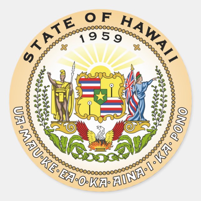 Autocollant circulaire de l'État d'Hawaii (Devant)