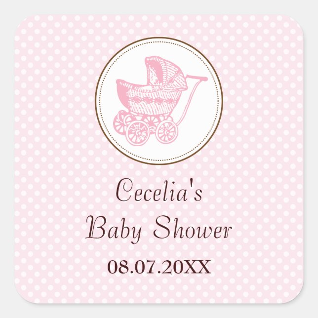 Autocollant classique de baby shower de landau (Devant)