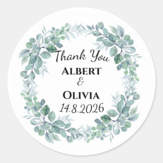 Autocollant classique de cadeau de mariage botaniq
