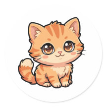 Autocollant Classique de Chaton Tabby Orange Bébé