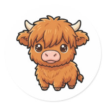 Autocollant Classique de Vache Highland Bébé Migno