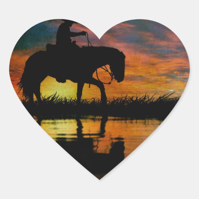 Autocollant Coeur Cowboy (Devant)