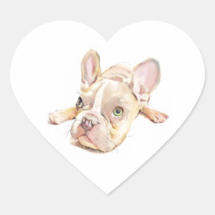 Autocollant coeur de Bouledogue français, amateur 