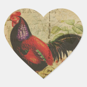 Autocollant Coeur de carte postale française