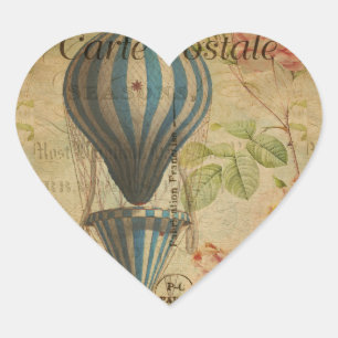 Autocollant Coeur de carte postale française