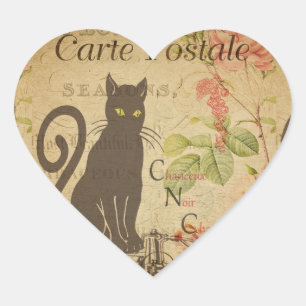 Autocollant Coeur de carte postale française
