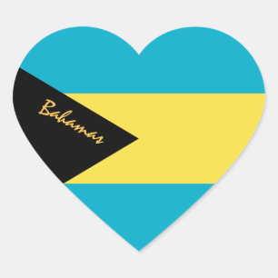 Autocollant cœur des Bahamas, Drapeau patriotique 