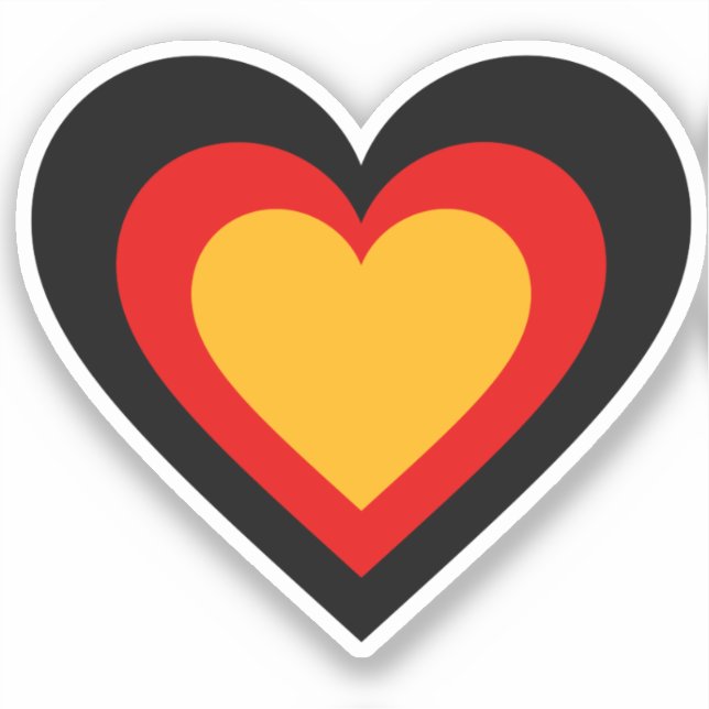 Autocollant Coeur drapeau allemand / Allemagne (Recto)