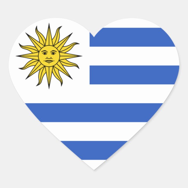 Autocollant coeur du drapeau uruguayen (Devant)