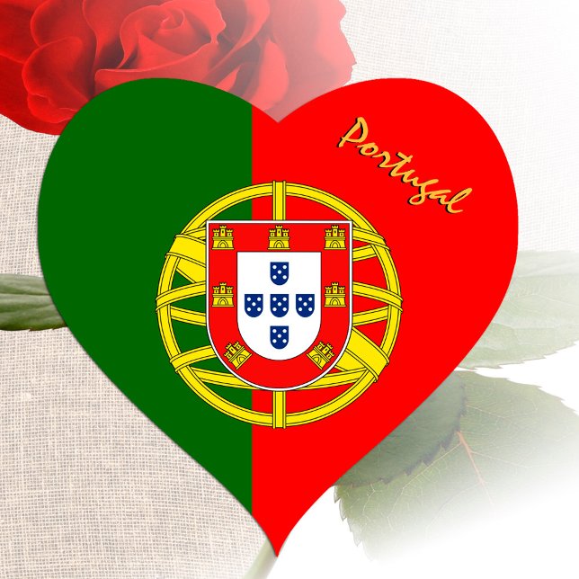 Autocollant coeur du Portugal, Drapeau portugais p (Créateur téléchargé)