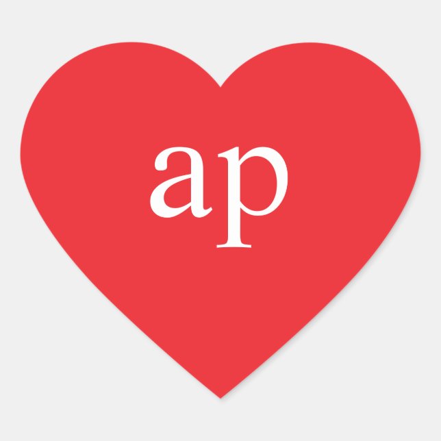 AUTOCOLLANT COEUR MONOGRAMME | Étiquette Cœur Roug (Devant)