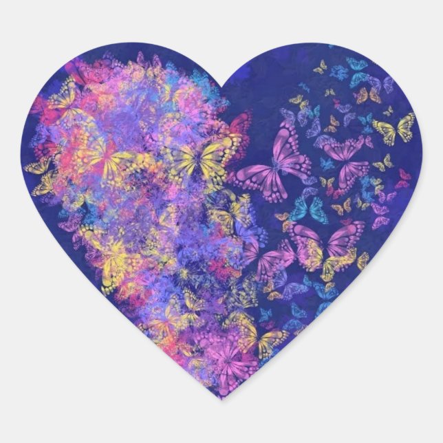 Autocollant Cœur Papillon - Amour (Devant)