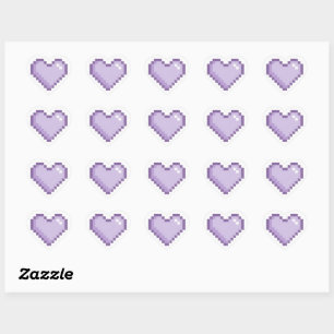 Autocollant Cœur Violet Pixel Mignon   Rétro Kawai