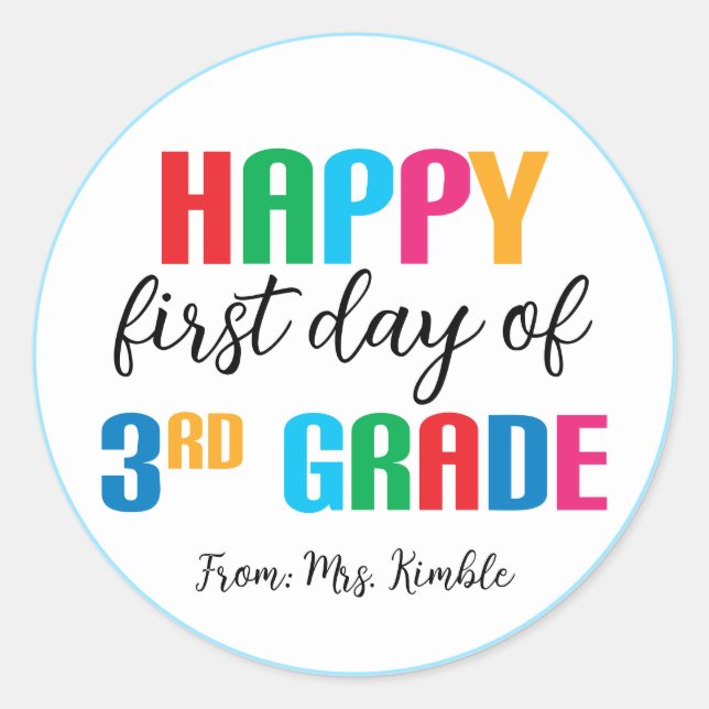 Autocollant coloré de 3e année (Devant)