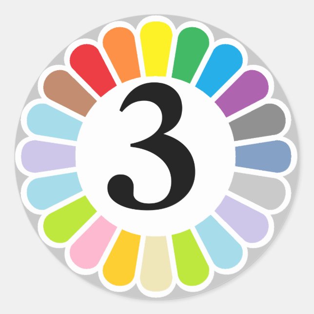 autocollant coloré du numéro 3 (Devant)