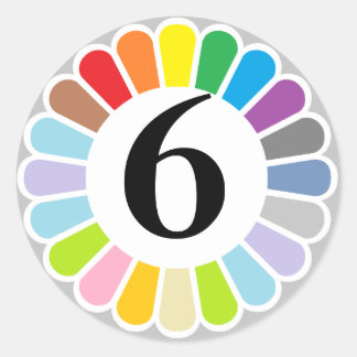 autocollant coloré numéro 6