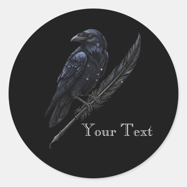 Autocollant Corbeau personnalisé sur plume (Devant)