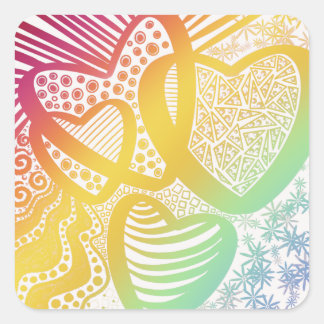 Autocollant couleur quatre coeurs