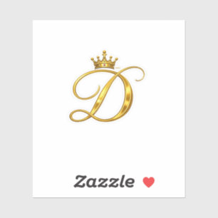 Autocollant Couronne Royale Lettre D Monogramme Or