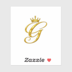 Autocollant Couronne Royale Lettre G Monogramme Or